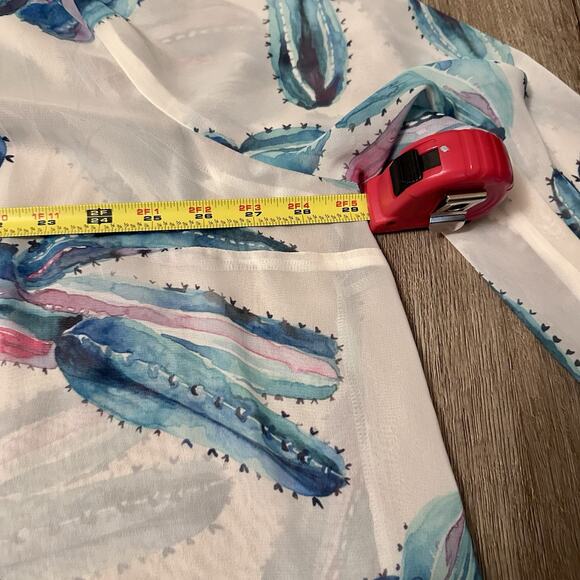 ModCloth Sheer Cactus Print Button Down Blouse Sz 4X Flowing Lightweight Artsy - Picture 6 of 9